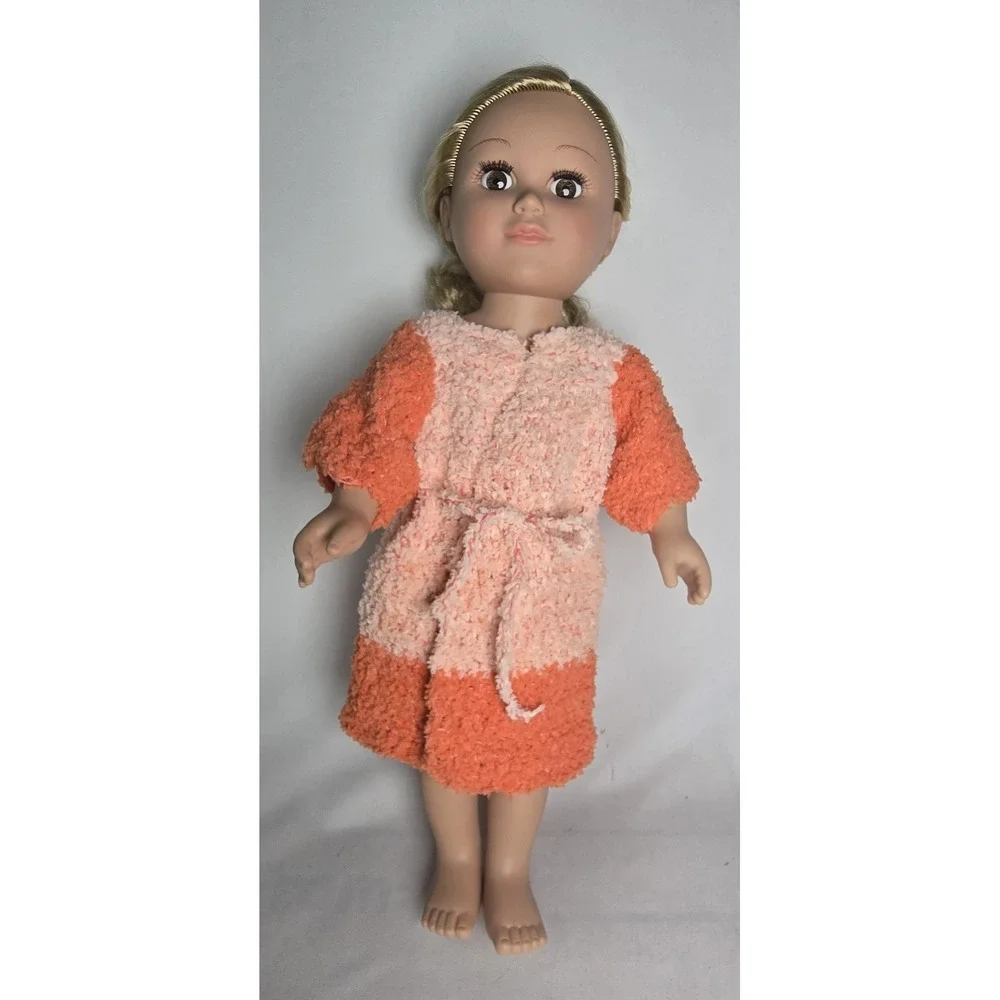 American Girl Doll Crochet Robe 18 In Doll Clothes Peach/Orange